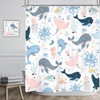 Riyidecor Ocean Whale Kids Shower Curtain 60Wx72H Inch Underwater Cartoon