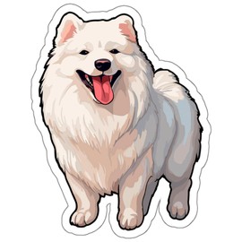Samoyed Sticker Decal Vinyl Small Waterproof for Water Bottle Mug Passport Book Scrapbook Notebook Laptop Tumbler Skateboard Computer Phone Size Funny Gift Car Stickers ID44990