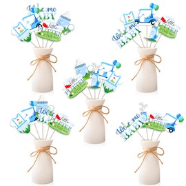 Funmemoir Golf Baby Shower Decorations - 24pc Table Centerpiece Sticks, A Little Putter Is on the Way Par-Tee Time Blue Green Sports Theme Centerpieces for Welcome Baby Celebration