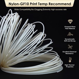 YXPOLYER Nylon Glass Fiber Reinforced Nylon Glass Filled Filament 1.75mm PA6-GF, 50gram Sample