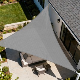 Windscreen4less 12' x 12' x 17' Sun Shade Sail Right Triangle Outdoor Canopy Cover UV Block for Backyard Porch Pergola Deck Garden Patio (Light Gray)