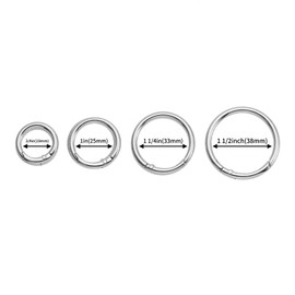 DEVPSISR 8pcs Trigger Spring O Rings Round,Metal Keychain Ring Round Carabiner Clips for Keyrings Buckle, Bags,Purses (Gold, 1 inch)(Silver,1 1/2 inch)
