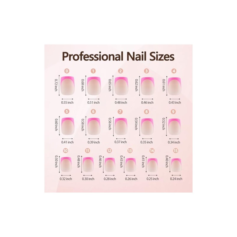 Misssix Uñas Postizas Francesas Xbasictips, 150 Unidades, Uñas Cortas Cuadradas