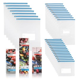 Vaily Freezer Bags Set of 32 - 1L, 3L, 6L Food Storage Bags for Resealing, Large Set for Food Storage and Freezing