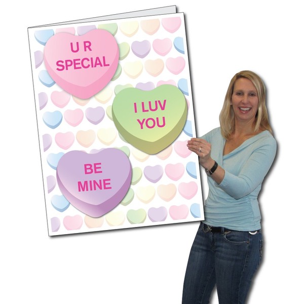 VictoryStore Jumbo Greeting Cards: Giant Valentine's Day Card (Candy Hearts) 2 feet x 3 feet card with envelope