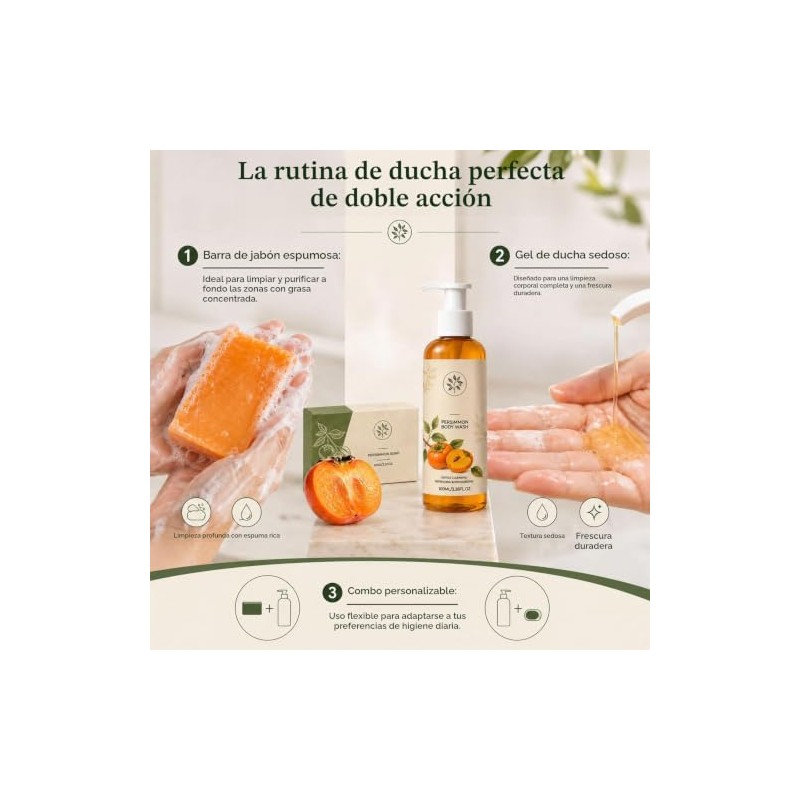 Set de Limpieza con Caqui (Persimón) Gel de Ducha y