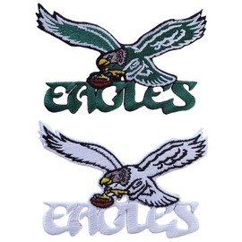2 Pcs, Green and White, 4 x 2.5 inches Embroidered Eagle Patches for Iron on and Sewing Decorate Clothing