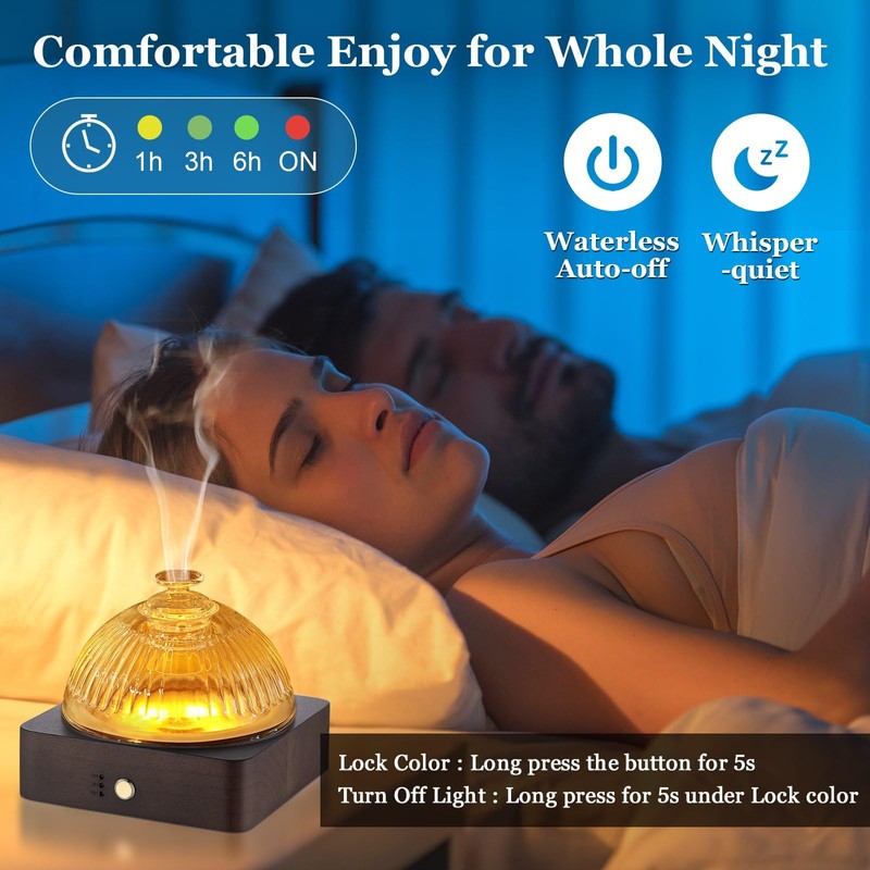 Lecdura Glass Essential Oil Diffuser with Glass Reservoir & Wood