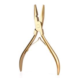 EHDIS Hair Extension Pliers in Stainless Steel, Mini Hair Pliers with 1 Hole, Multi Functional Hair Extension Tool For Hair Apply&Remove Micro Ring Loop, Gold