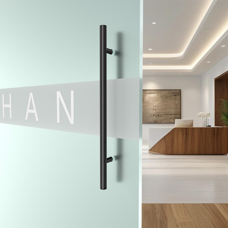 LVYIHAN Matte Black Round Barn Door Handles 12"/24"/36"/48"/59'', Pull Push