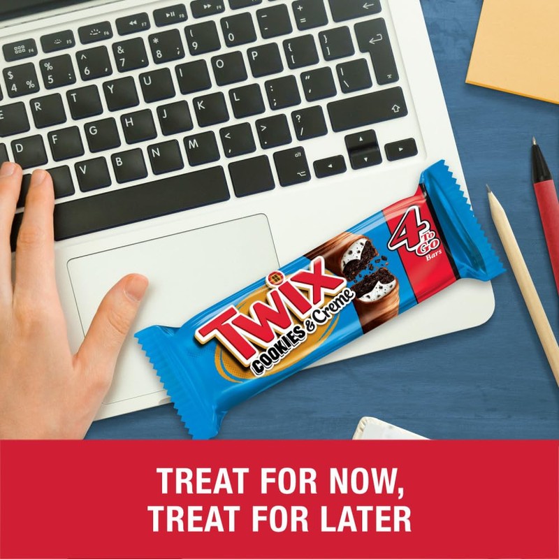 TWIX Cookies & Creme Chocolate Cookie Bar Candy, 4 To