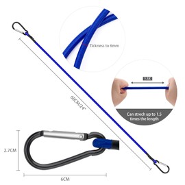 2PCS 24 Inch Bungee Cord with Aluminum Alloy Hook，Superior Rubber Heavy Duty Straps Strong Elastic Rope with Clip for Camping, Tarps, Bike Rack, Car, Included A Drawstring Bag