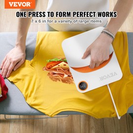 VEVOR Heat Press Machine, 7x6 inches Portable Shirt Printing Multifunctional Sublimation Transfer Heat Press Machine Teflon Coated, Easy Iron-on Press for T-Shirts/Bags/HTV/Pillows Vinyl Projects