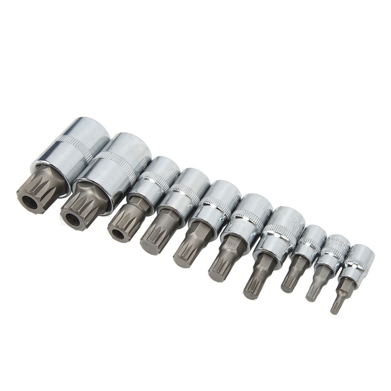 10PCS Triple Square Spline Bit Socket Set Low Wear Accurate