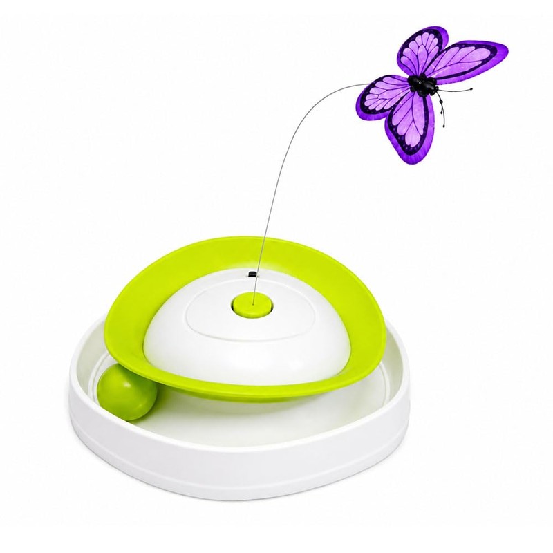 2-in-1 Auto Interactive Cat Toy, Fluttering Butterfly & Rolling Track