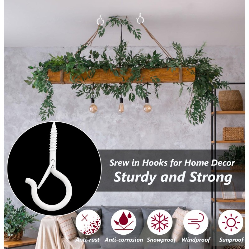 LushPatio Hooks for Hanging String Lights - Ceiling Wall Screw
