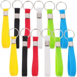 KALLORY Paquete De 12 Pulseras Llavero De Silicona Para Muñeca Con Anillo Metálico Multicolor Pulseras Llavero De Muñeca Portátiles Para Llaves Uso Diario Oficina Escuela Y Fiesta