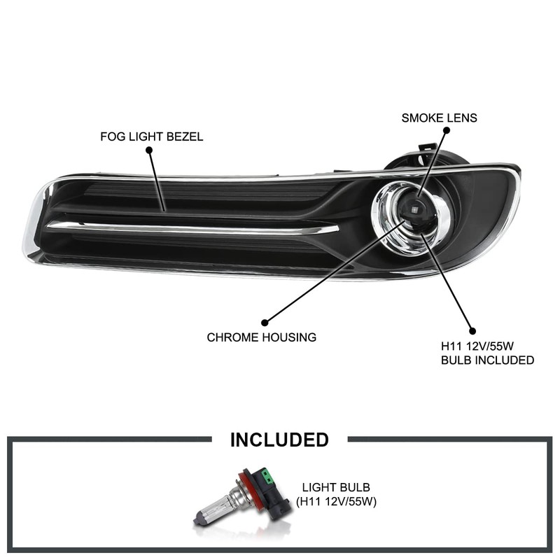 Spec-D Tuning Smoke Lens Fog Lights + H11 Bulbs +