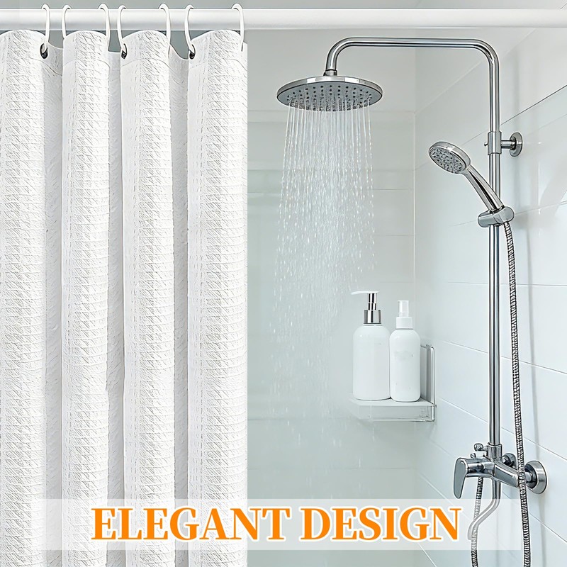 MospdyGear Water and Mould Proof Shower Curtain, White Waffle Weave