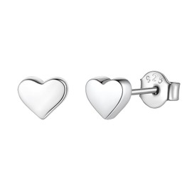 FindChic Heart Stud Earrings for Women Sterling Silver 925 Hypoallergenic Small Cute Earrings Minimalist Dainty Jewelry Sensitive Ears Safe Birthday Gift for Her