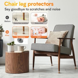 Set of 4 round chair leg caps, medium protective caps for chair legs, transparent chair leg protectors with felt, felt gliders, chair leg caps, slanted chair legs for hardwood floors, laminate