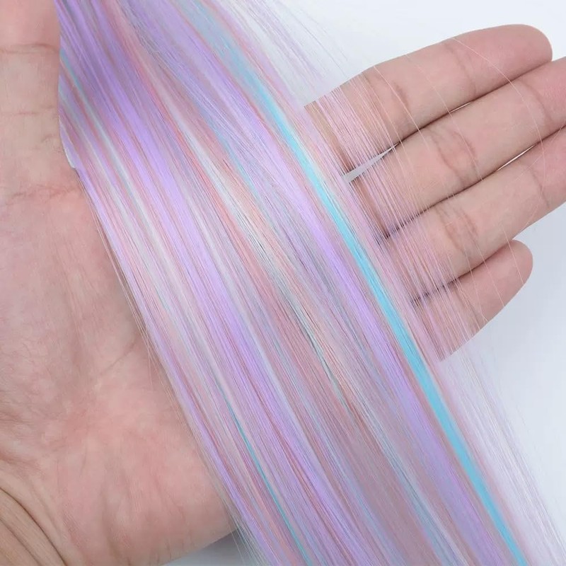 VEVE&MIKI エクステ ワンタッチ メッシュ 6本セット 単色・人工毛・55CM ウィッグ インナー ワンタッチ ストレート