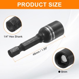 HARFINGTON Magnetic Nut Driver 8mm Hex Drive Socket S2 Tool Steel Power Screw Drill Bits Socket Wrench Tools with 1/4" Quick Change Hex Shank for Power Drills Impact Drivers, Black