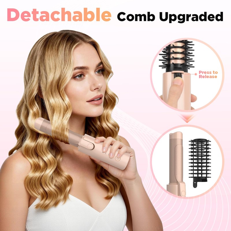 Cordless Curling Iron Rechargeable, 3-in-1 Portable Hair Curler for Travel