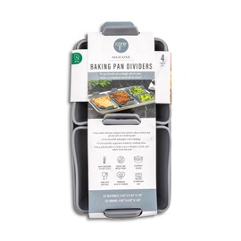 CORE HOME Square and Rectangle Baking Sheet Pan Dividers Silicone Gray 4 Piece Set