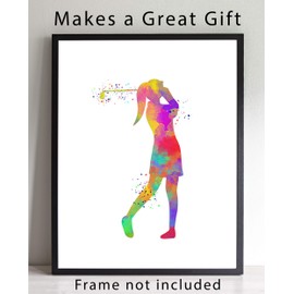 Female Golfer Player Sport Abstract Wall Art, 11x14 Ideal for Women Players, Coaches and Golf Fans - Great Teen Girl Bedroom, Golf Club Locker Room or Dorm Room Décor