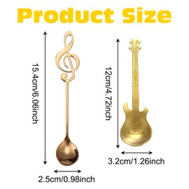 BSITSSS Guitar Coffee Teaspoons, 8PCS Tea Spoons, Coffee Spoon Musical Coffee Gifts for Man Cute Tea Spoons Set Stirring/Mixing/Sugar/Dessert/Jam/Ice Cream Spoon, Dessert Spoon