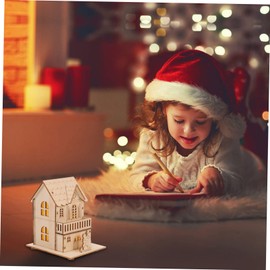 Toyvian 3pcs Christmas Cabin Wooden Christmas House to Paint Wooden Christmas Village House Christmas Village Houses Nativity Ornaments Adornos para De Woodsy Decor