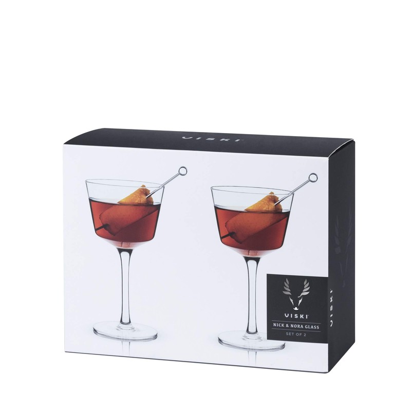Viski Nick and Nora Glasses, Stemmed Drinkware, Premium Crystal Cocktail