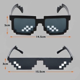 [JUTOSU] Mosaic Sunglasses Pixel Glasses Funny Toys Party Glasses Magic Glasses Funny Glasses Makeup Party Supplies Photo Props Cosplay Accessories Suitable for Kids and Adults Unisex Black 3 Pack