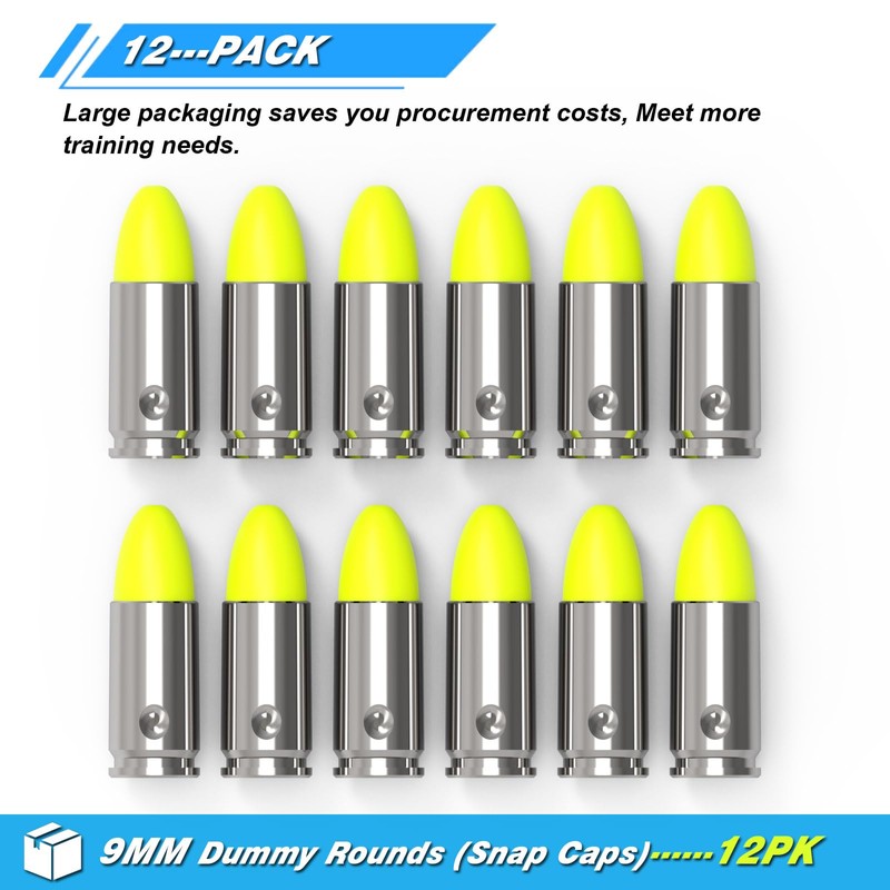 9mm Dummy Rounds Snap Caps Practice Rounds - Closed Weight