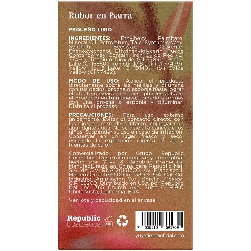 Republic Cosmetics - Blush En Barra Pequeño Lirio (Rosado)