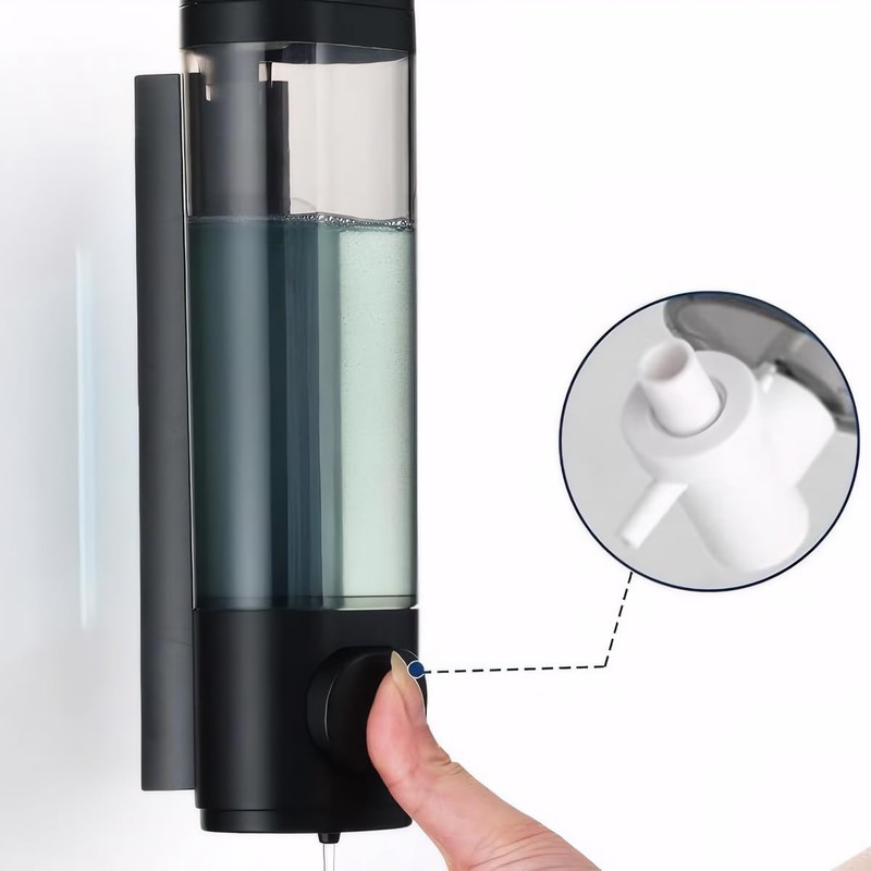 300mL Soap Dispenser,No Drill Shampoo Dispenser Set Wall Mounted for