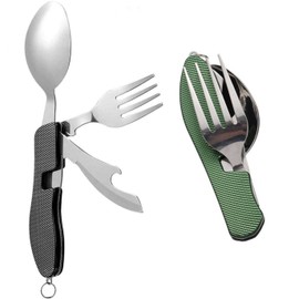 MEISO 2 Piezas Cubiertos Portátiles para Camping, Viajes u Oficina Juego de Utensilios Desmontables, Compactos y Fáciles de Llevar Ideal para Acampar,