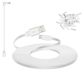 Smays 25 ft Micro USB Extension Cable Compatible with Wyze Cam v4, Wyze Cam Pan v3, Yi Cam, Nest Cam, Blink Mini Security Camera, Long Flat Power Cord, White