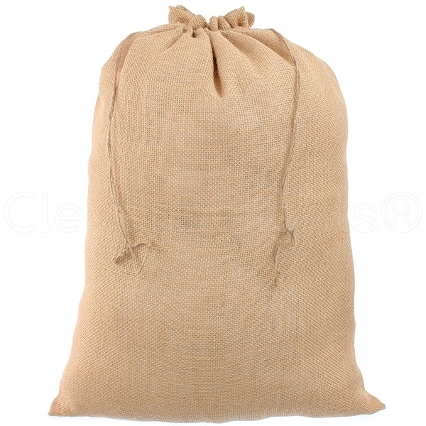 CleverDelights 18" x 24" Burlap Bags with Drawstring - 2 Pack