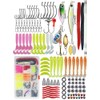 Taicols 114-teiliges Angelköder-Set, weiche Köder, Spinnerbaits, Kunststoff-Würmer und Haken zum