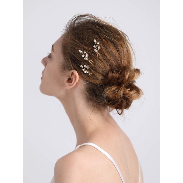 Handmadejewelrylady Party Crystal Rhinestones Bridal Vintage Hair Clips Hairpins Hair Accessories Women Headpiece (Pack of 3) Gold