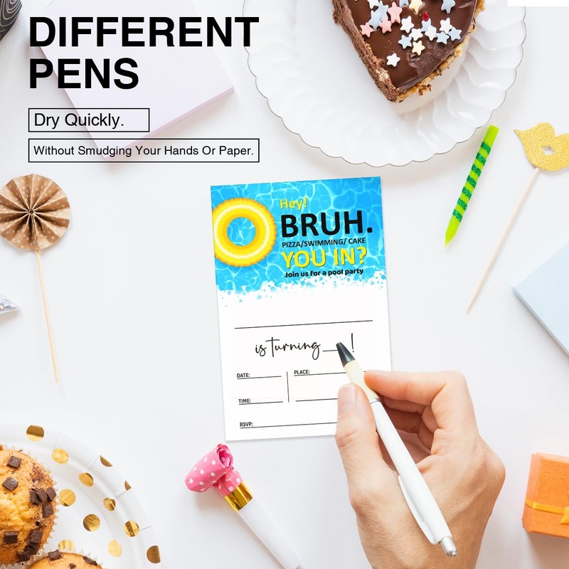 QZJ Pool Birthday Party Invitation Supplies with Envelopes Set of