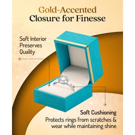 Elegant Ring Box for Proposal, Engagement Ring box With gold strip | Premium jewelry Box - ring Case, wedding ring box, Anniversary, Valentine's Day Ring gift box, (Turquoise, Ring)