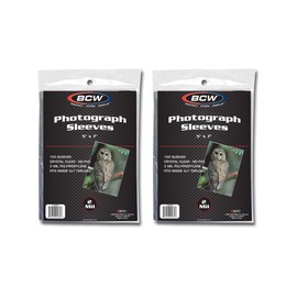 BCW 5x7 Photo Sleeves - 200 ct - Acid Free, No PVC | for Photo Books and Storage | Clear Plastic | Fits Sheet Protectors and Toploaders | Archival Quality