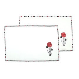 Pair of Table Placemats in a Mackintosh Rose design (red)