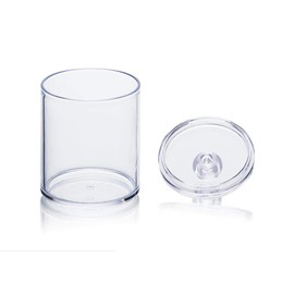 2PCS Cylinder Transparent Acrylic Cotton Swab Cotton Ball Dispenser Holder Organizer Container With Lid B