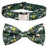 Jungle Dinosaur Dog Bow Tie Dog Collar Accessory, Detachable Bowtie,