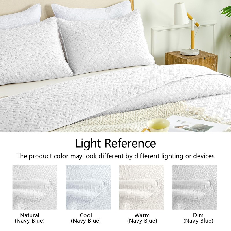 FLYMME Queen Quilt Bedding Set White Lightweight Bedspreads Full Size,Modern