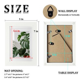 Egofine 4x6 Picture Frames 4PCS Covered by Plexiglass for Picture 3x4.5/3.5x5 with Mat or 4x6 whitout Mat Made of Solid Wood for Table Top Display and Wall Mounting Photo Frame, White with Texture